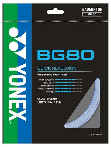 Yonex BG80 Badminton String Set of Sky Blue 0.68mm