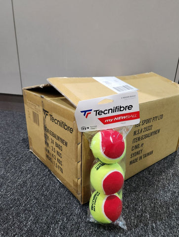Tecnifibre My New Ball Red 3 Ball Bag (Carton of 24 Bags)