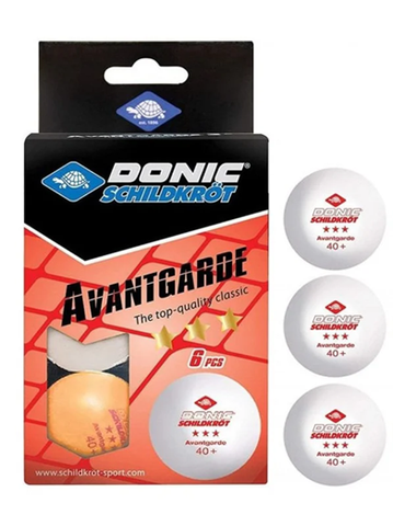 Donic Avantgarde 3* White 6pk Table Tennis Balls