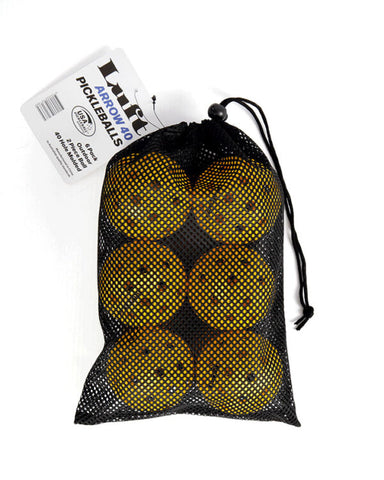 3138 Luft Arrow 40 (Yellow) - 6PCS Mesh Bag Pickleball Balls