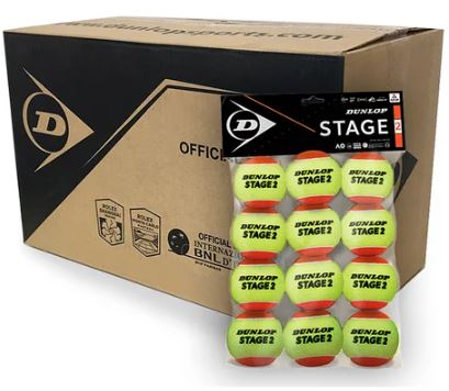 Dunlop Stage 2 Orange Tennis Ball 12 Pack (Carton of 6 Packs)
