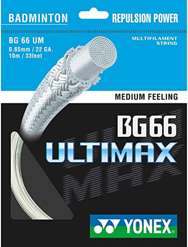 Yonex BG 66 Ultimax Badminton String Set of Metallic White 0.65mm