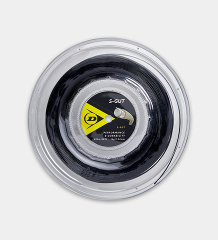 Dunlop S-Gut Tennis String Reel of Black 16g 1.32mm