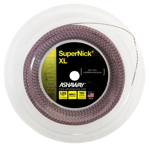 Ashaway Supernick XL Squash String Reel of White/Red/Blue 1.25mm 17g
