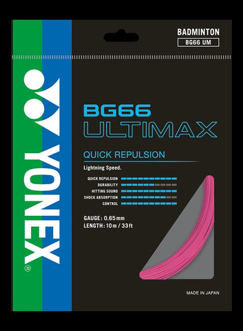 Yonex BG 66 Ultimax Badminton String Set of Neon Pink 0.65mm