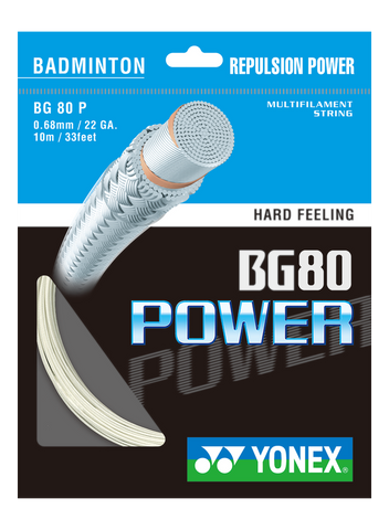 Yonex BG 80 Power Badminton String Set of White 0.68mm 22Ga