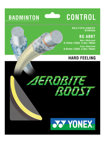 Yonex BG Aerobite Boost Badminton String Set of Grey/Red Main 0.72mm 21ga Cross 0.61mm 22ga