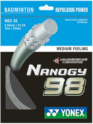 Yonex Nanogy 98 Badminton String Set of Silver Grey 22g 0.66m