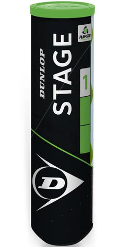 Dunlop Stage 1 Green Low Compression 4 Ball Tennis Ball Can
