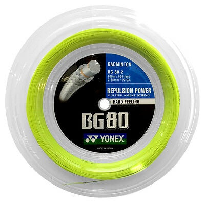Yonex BG80 Badminton String Reel of Yellow 0.68mm 22ga