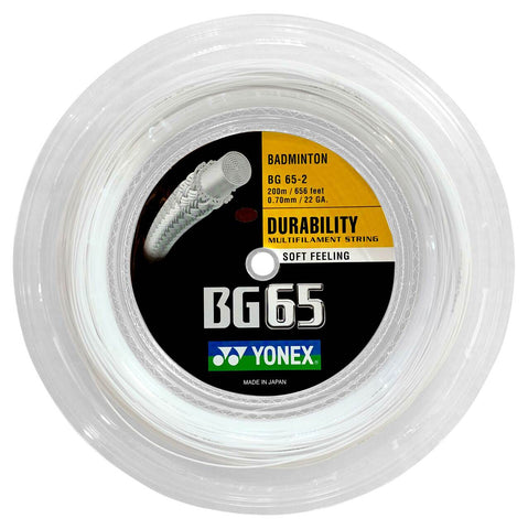 Yonex BG65 Badminton String Reel of White 0.70mm 22ga